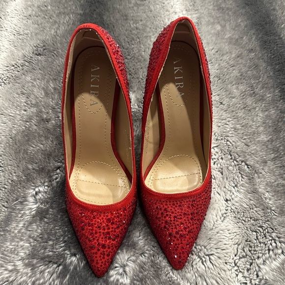 AKIRA Red Rhinestone Heels - Picture 2 of 7